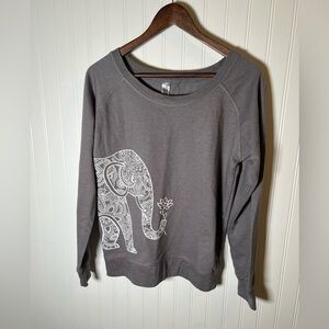 Elephant Pullover Sweatshirt Women’s Size M Grey animal India